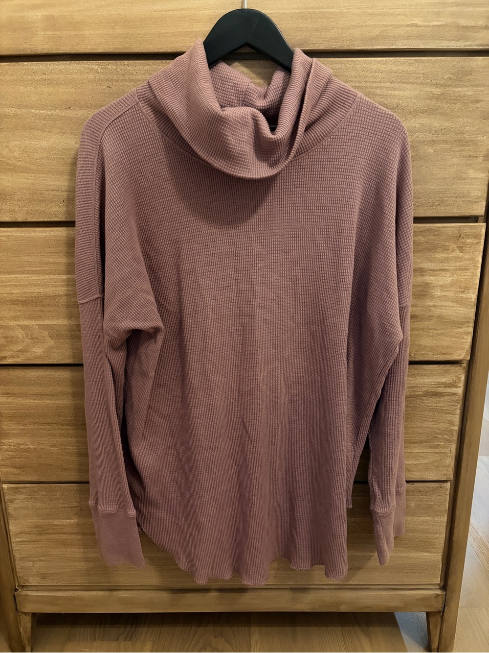 Aritzia Waffle-Knit Cowl-Neck Tunic - Dusty Rose